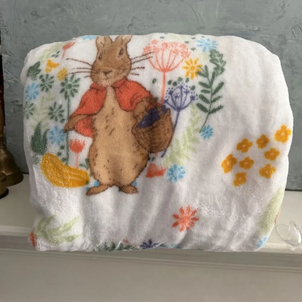 Beatrix Potter Peter Rabbit Easter Spring Oversized Throw Blanket 60 x70” NWT